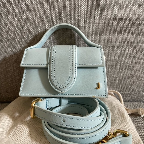 Jacquemus Handbags - Jacquemus NanoTop-Handle Bag in Light Blue with Gold Hardware